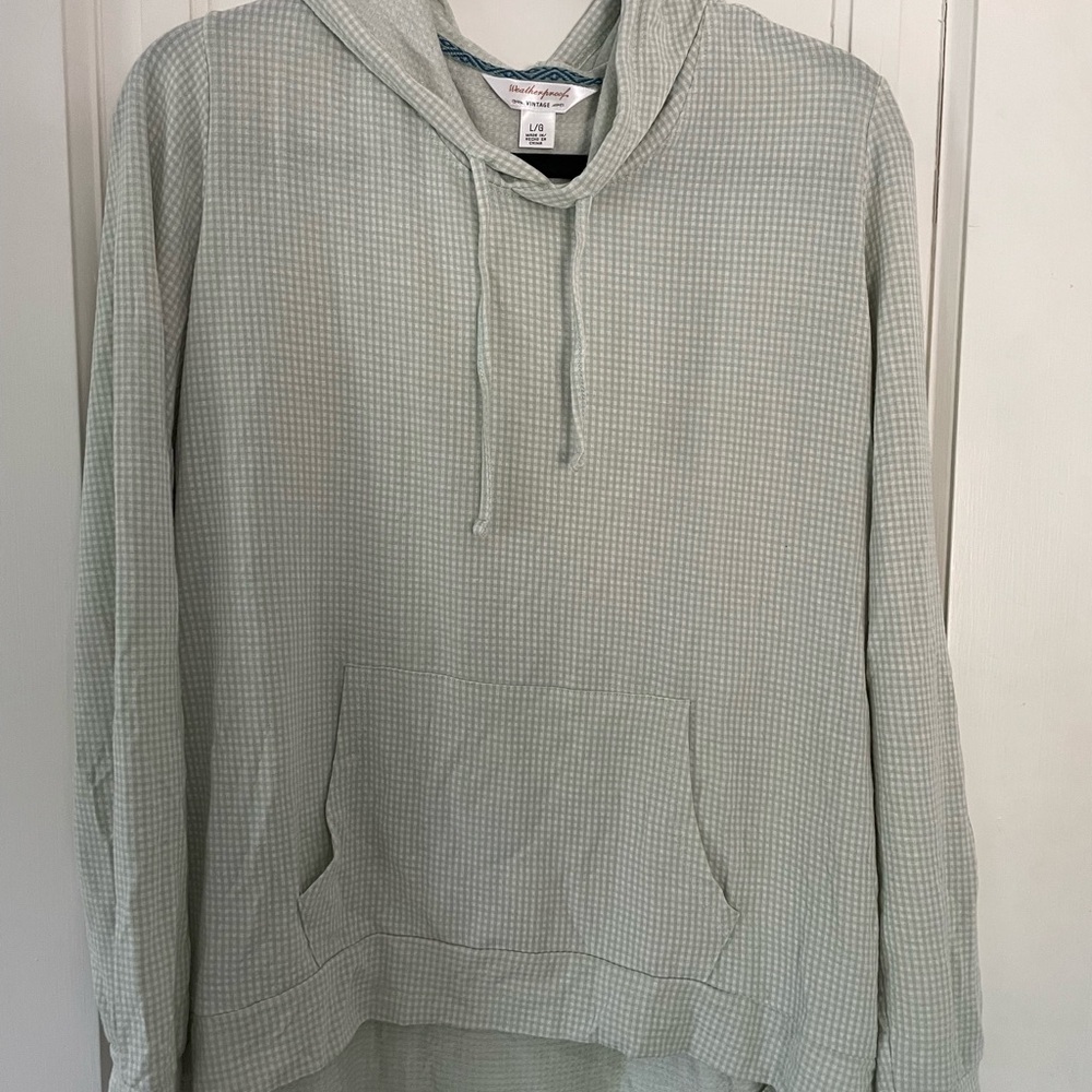 Weatherproof Women's Light Green Gingham Hoodie - Picture 1 of 4